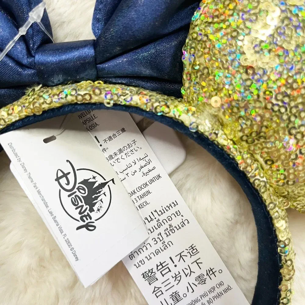 Disney Parks 50th Anniversary Gold‎ Sequin With EARidescent Minnie Ears Headband